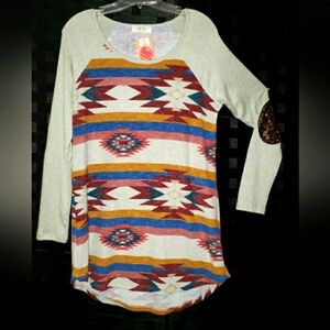 Tribal Print Long Sleeve Blouse